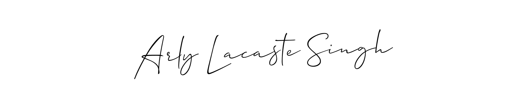 How to Draw Arly Lacaste Singh signature style? Allison_Script is a latest design signature styles for name Arly Lacaste Singh. Arly Lacaste Singh signature style 2 images and pictures png