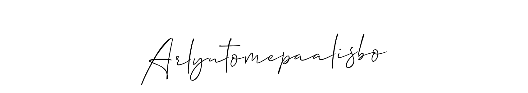 Use a signature maker to create a handwritten signature online. With this signature software, you can design (Allison_Script) your own signature for name Arlyntomepaalisbo. Arlyntomepaalisbo signature style 2 images and pictures png