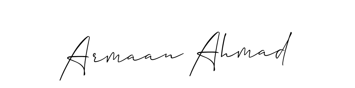 Allison_Script is a professional signature style that is perfect for those who want to add a touch of class to their signature. It is also a great choice for those who want to make their signature more unique. Get Armaan Ahmad name to fancy signature for free. Armaan Ahmad signature style 2 images and pictures png