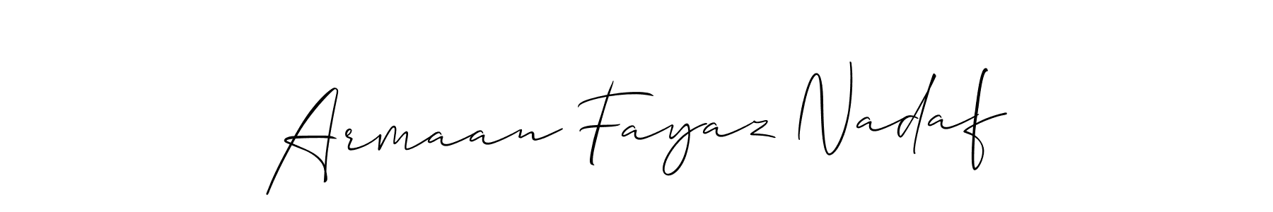 It looks lik you need a new signature style for name Armaan Fayaz Nadaf. Design unique handwritten (Allison_Script) signature with our free signature maker in just a few clicks. Armaan Fayaz Nadaf signature style 2 images and pictures png