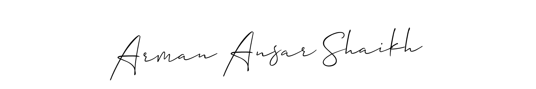 Allison_Script is a professional signature style that is perfect for those who want to add a touch of class to their signature. It is also a great choice for those who want to make their signature more unique. Get Arman Ansar Shaikh name to fancy signature for free. Arman Ansar Shaikh signature style 2 images and pictures png