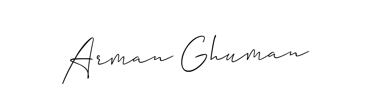 Make a beautiful signature design for name Arman Ghuman. With this signature (Allison_Script) style, you can create a handwritten signature for free. Arman Ghuman signature style 2 images and pictures png