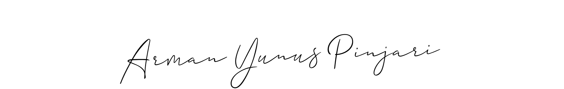 It looks lik you need a new signature style for name Arman Yunus Pinjari. Design unique handwritten (Allison_Script) signature with our free signature maker in just a few clicks. Arman Yunus Pinjari signature style 2 images and pictures png