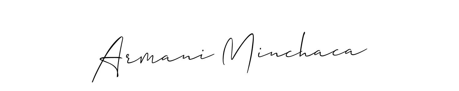Also You can easily find your signature by using the search form. We will create Armani Minchaca name handwritten signature images for you free of cost using Allison_Script sign style. Armani Minchaca signature style 2 images and pictures png