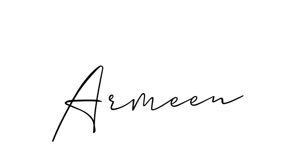 Use a signature maker to create a handwritten signature online. With this signature software, you can design (Allison_Script) your own signature for name Armeen. Armeen signature style 2 images and pictures png