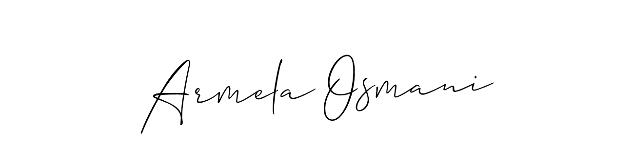 How to make Armela Osmani name signature. Use Allison_Script style for creating short signs online. This is the latest handwritten sign. Armela Osmani signature style 2 images and pictures png