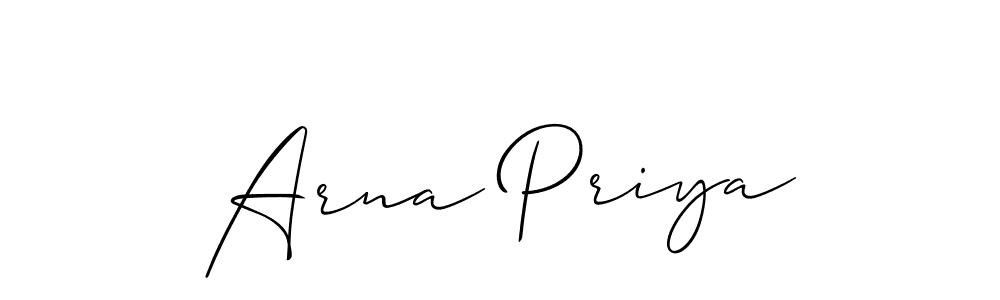 Make a short Arna Priya signature style. Manage your documents anywhere anytime using Allison_Script. Create and add eSignatures, submit forms, share and send files easily. Arna Priya signature style 2 images and pictures png