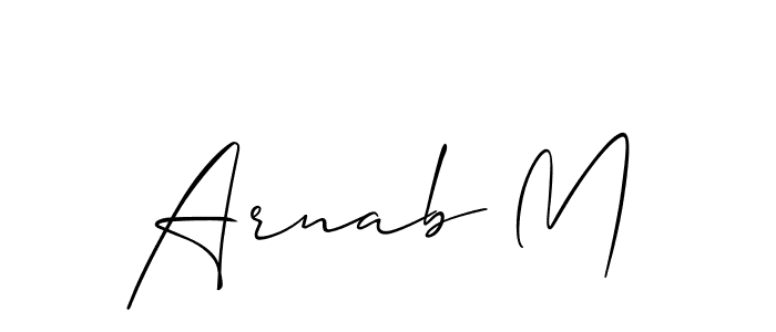 Also You can easily find your signature by using the search form. We will create Arnab M name handwritten signature images for you free of cost using Allison_Script sign style. Arnab M signature style 2 images and pictures png