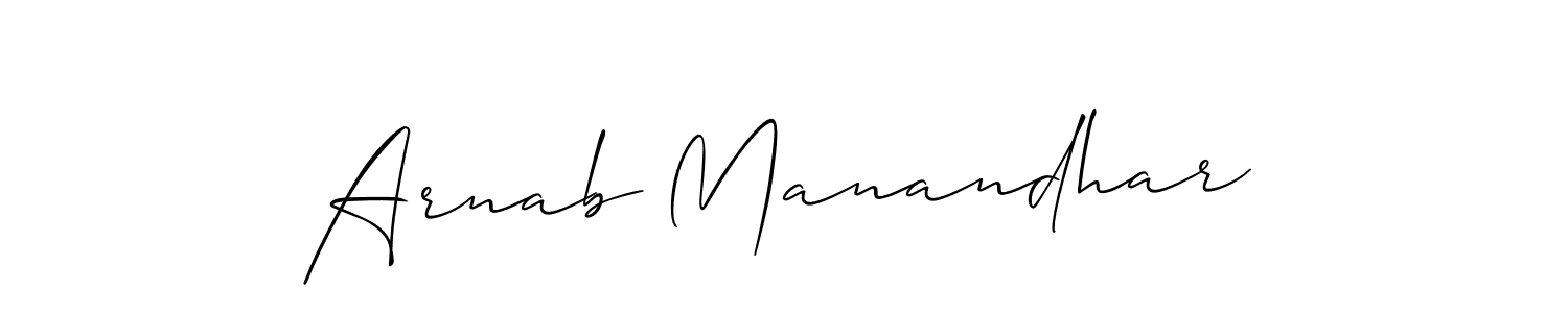 Make a short Arnab Manandhar signature style. Manage your documents anywhere anytime using Allison_Script. Create and add eSignatures, submit forms, share and send files easily. Arnab Manandhar signature style 2 images and pictures png