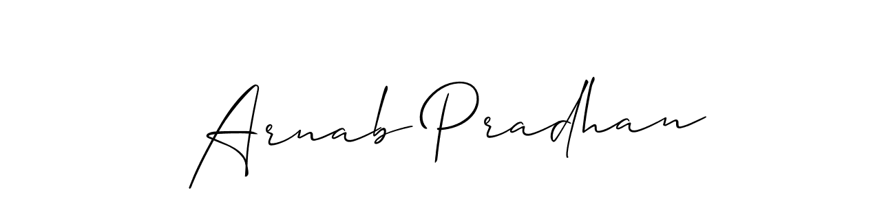 Create a beautiful signature design for name Arnab Pradhan. With this signature (Allison_Script) fonts, you can make a handwritten signature for free. Arnab Pradhan signature style 2 images and pictures png