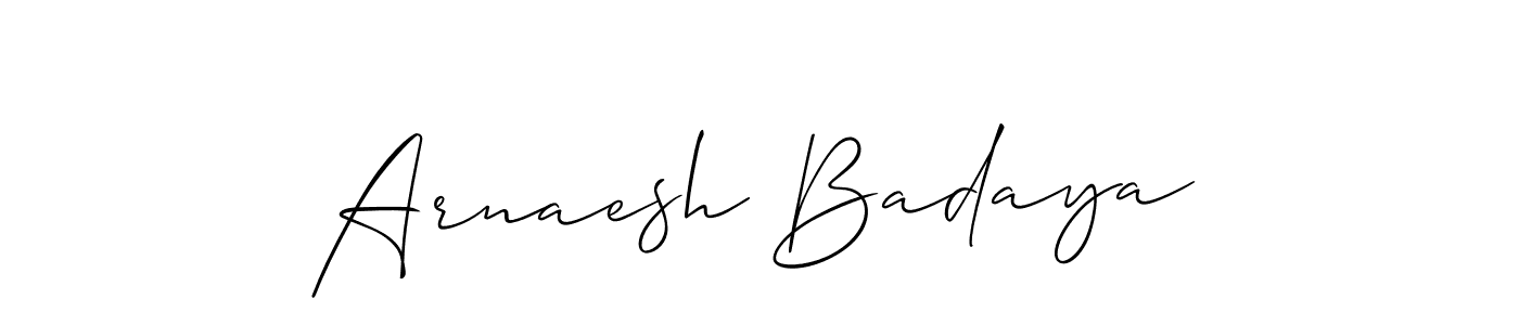 Use a signature maker to create a handwritten signature online. With this signature software, you can design (Allison_Script) your own signature for name Arnaesh Badaya. Arnaesh Badaya signature style 2 images and pictures png