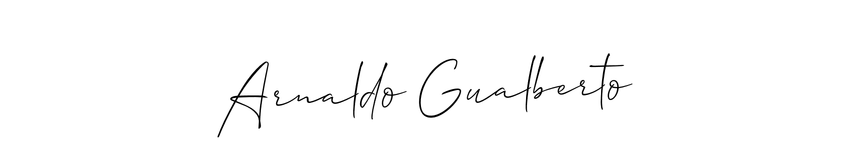 Create a beautiful signature design for name Arnaldo Gualberto. With this signature (Allison_Script) fonts, you can make a handwritten signature for free. Arnaldo Gualberto signature style 2 images and pictures png