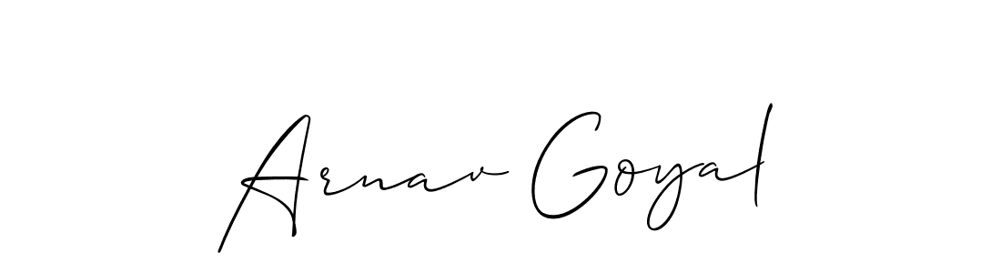 How to make Arnav Goyal name signature. Use Allison_Script style for creating short signs online. This is the latest handwritten sign. Arnav Goyal signature style 2 images and pictures png