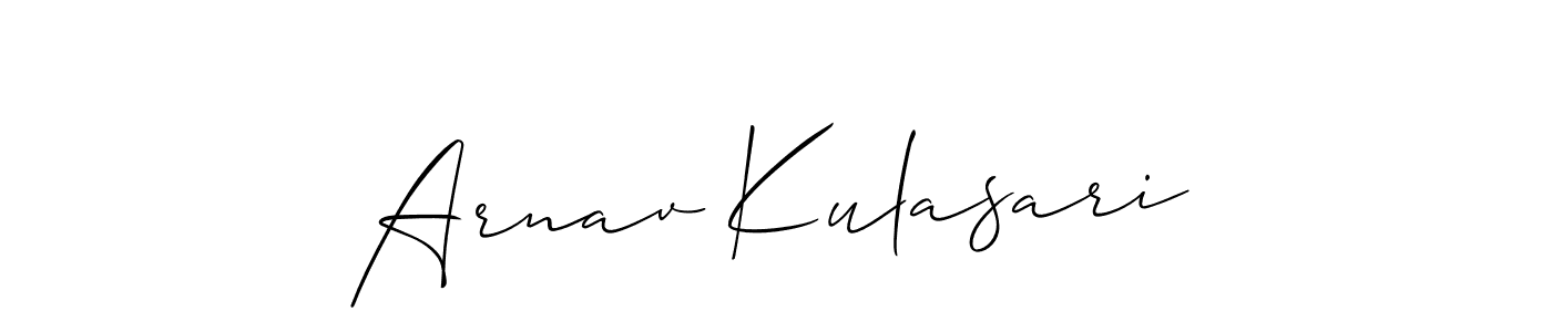 Also You can easily find your signature by using the search form. We will create Arnav Kulasari name handwritten signature images for you free of cost using Allison_Script sign style. Arnav Kulasari signature style 2 images and pictures png