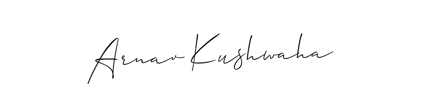 How to make Arnav Kushwaha name signature. Use Allison_Script style for creating short signs online. This is the latest handwritten sign. Arnav Kushwaha signature style 2 images and pictures png