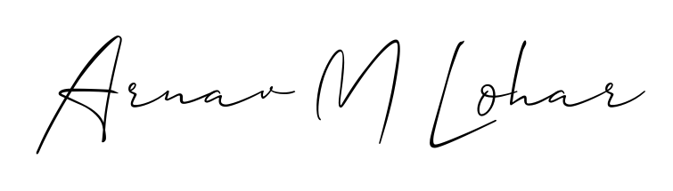 Transform the name Arnav M Lohar into a signature masterpiece using Allison_Script font. Ideal for photographers, artists, and creators looking for watermarks. Arnav M Lohar signature style 2 images and pictures png