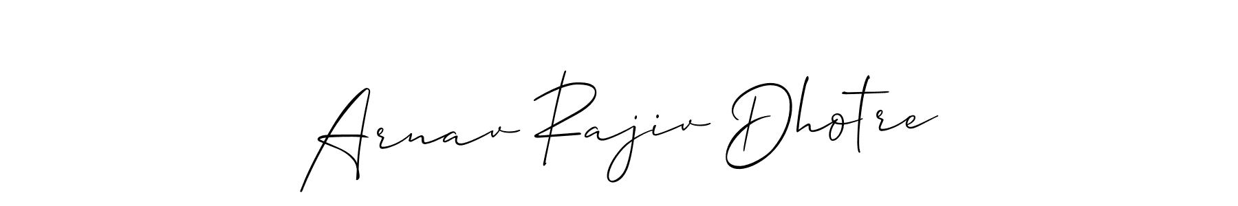 Make a beautiful signature design for name Arnav Rajiv Dhotre. With this signature (Allison_Script) style, you can create a handwritten signature for free. Arnav Rajiv Dhotre signature style 2 images and pictures png