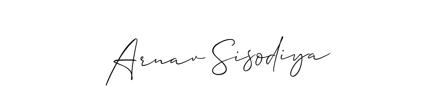This is the best signature style for the Arnav Sisodiya name. Also you like these signature font (Allison_Script). Mix name signature. Arnav Sisodiya signature style 2 images and pictures png
