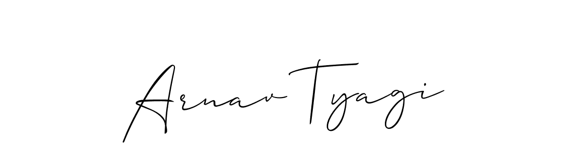 The best way (Allison_Script) to make a short signature is to pick only two or three words in your name. The name Arnav Tyagi include a total of six letters. For converting this name. Arnav Tyagi signature style 2 images and pictures png