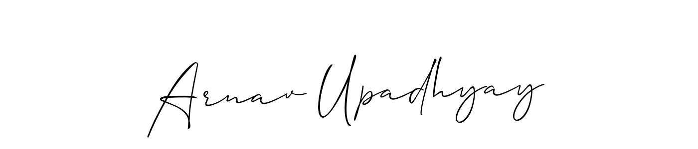 You should practise on your own different ways (Allison_Script) to write your name (Arnav Upadhyay) in signature. don't let someone else do it for you. Arnav Upadhyay signature style 2 images and pictures png