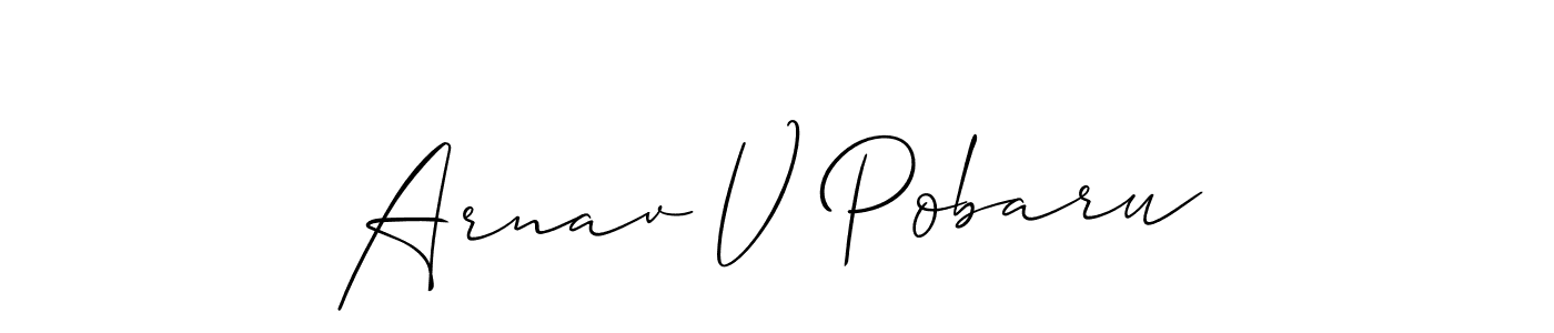 Check out images of Autograph of Arnav V Pobaru name. Actor Arnav V Pobaru Signature Style. Allison_Script is a professional sign style online. Arnav V Pobaru signature style 2 images and pictures png