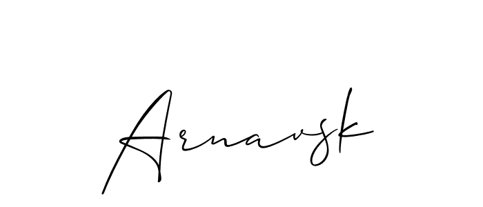 The best way (Allison_Script) to make a short signature is to pick only two or three words in your name. The name Arnavsk include a total of six letters. For converting this name. Arnavsk signature style 2 images and pictures png