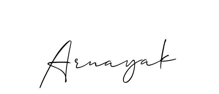 Use a signature maker to create a handwritten signature online. With this signature software, you can design (Allison_Script) your own signature for name Arnayak. Arnayak signature style 2 images and pictures png