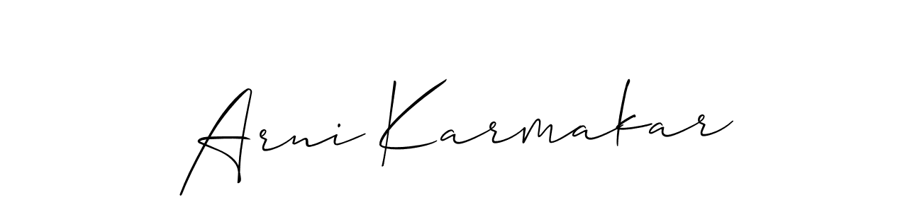 How to make Arni Karmakar name signature. Use Allison_Script style for creating short signs online. This is the latest handwritten sign. Arni Karmakar signature style 2 images and pictures png