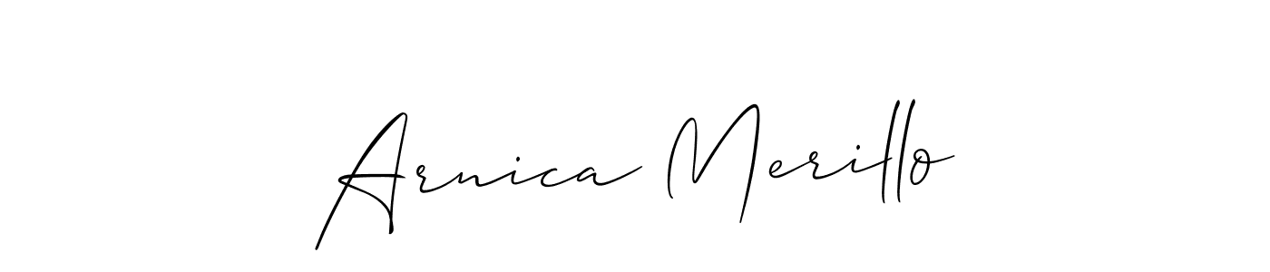 It looks lik you need a new signature style for name Arnica Merillo. Design unique handwritten (Allison_Script) signature with our free signature maker in just a few clicks. Arnica Merillo signature style 2 images and pictures png