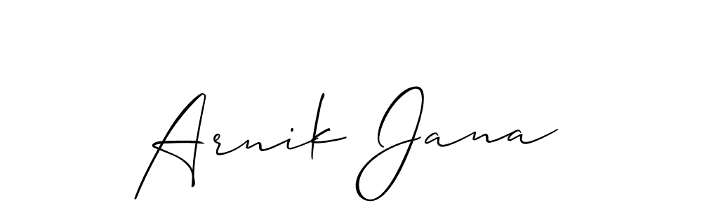 How to make Arnik Jana name signature. Use Allison_Script style for creating short signs online. This is the latest handwritten sign. Arnik Jana signature style 2 images and pictures png