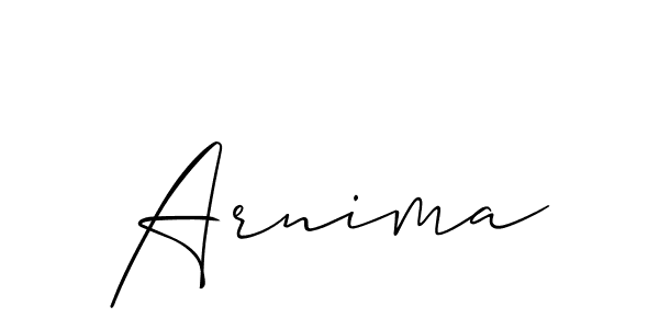 Use a signature maker to create a handwritten signature online. With this signature software, you can design (Allison_Script) your own signature for name Arnima. Arnima signature style 2 images and pictures png