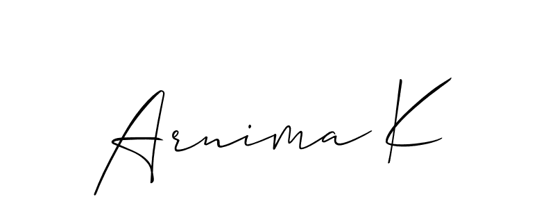 You can use this online signature creator to create a handwritten signature for the name Arnima K. This is the best online autograph maker. Arnima K signature style 2 images and pictures png