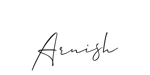 The best way (Allison_Script) to make a short signature is to pick only two or three words in your name. The name Arnish include a total of six letters. For converting this name. Arnish signature style 2 images and pictures png