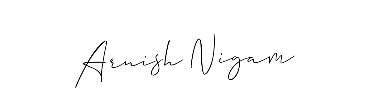 This is the best signature style for the Arnish Nigam name. Also you like these signature font (Allison_Script). Mix name signature. Arnish Nigam signature style 2 images and pictures png