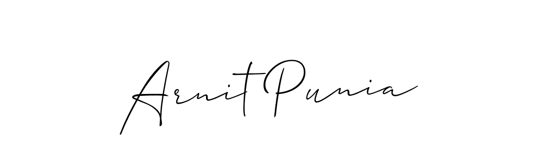 The best way (Allison_Script) to make a short signature is to pick only two or three words in your name. The name Arnit Punia include a total of six letters. For converting this name. Arnit Punia signature style 2 images and pictures png