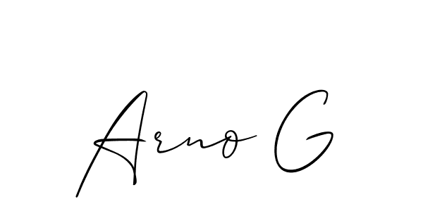 Use a signature maker to create a handwritten signature online. With this signature software, you can design (Allison_Script) your own signature for name Arno G. Arno G signature style 2 images and pictures png