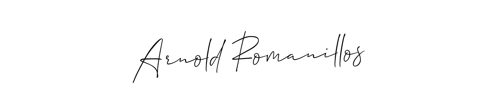 Create a beautiful signature design for name Arnold Romanillos. With this signature (Allison_Script) fonts, you can make a handwritten signature for free. Arnold Romanillos signature style 2 images and pictures png