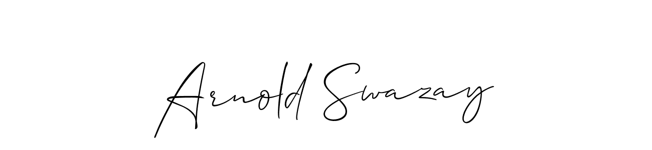 How to make Arnold Swazay name signature. Use Allison_Script style for creating short signs online. This is the latest handwritten sign. Arnold Swazay signature style 2 images and pictures png