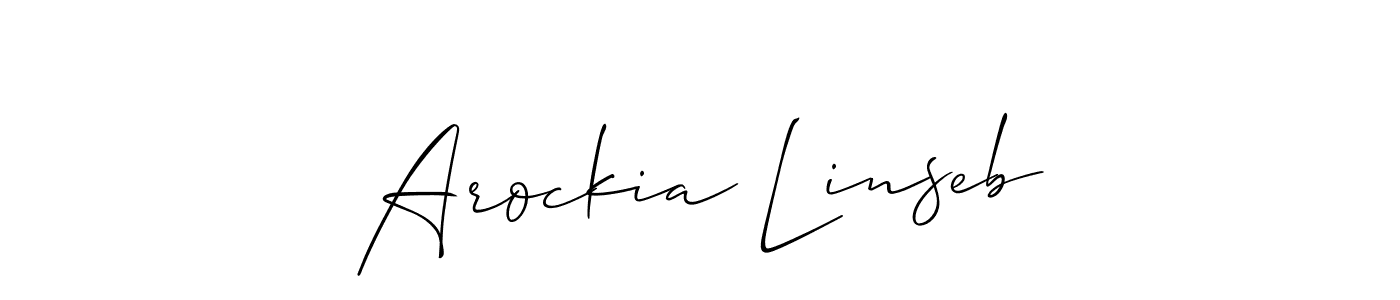 How to Draw Arockia Linseb signature style? Allison_Script is a latest design signature styles for name Arockia Linseb. Arockia Linseb signature style 2 images and pictures png