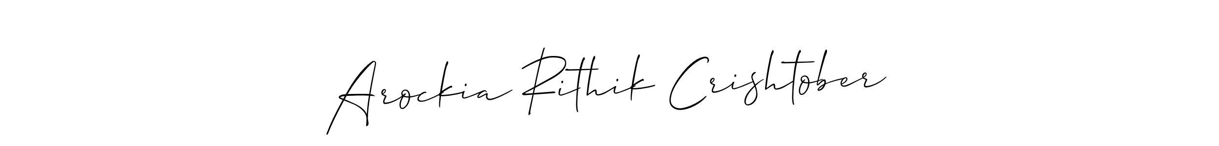 Allison_Script is a professional signature style that is perfect for those who want to add a touch of class to their signature. It is also a great choice for those who want to make their signature more unique. Get Arockia Rithik Crishtober name to fancy signature for free. Arockia Rithik Crishtober signature style 2 images and pictures png