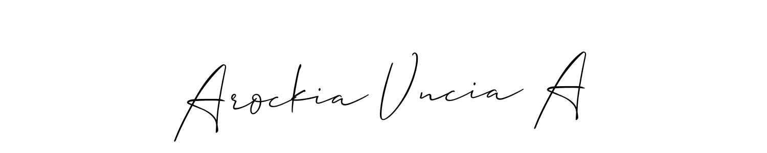 This is the best signature style for the Arockia Vncia A name. Also you like these signature font (Allison_Script). Mix name signature. Arockia Vncia A signature style 2 images and pictures png