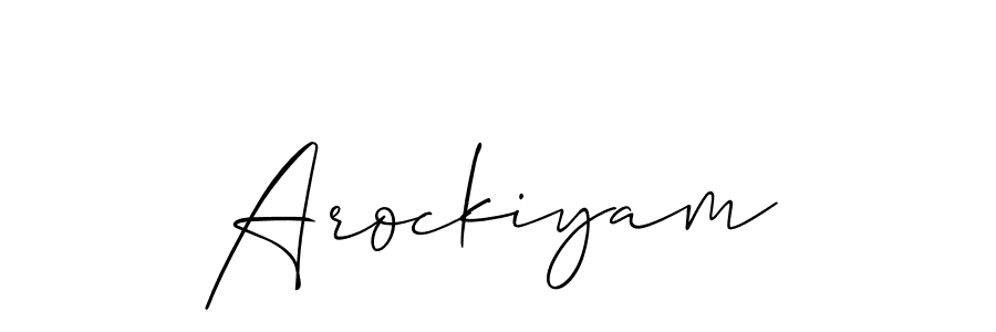 Use a signature maker to create a handwritten signature online. With this signature software, you can design (Allison_Script) your own signature for name Arockiyam. Arockiyam signature style 2 images and pictures png