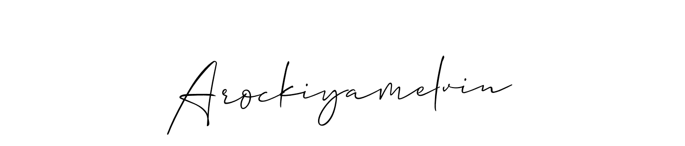 Create a beautiful signature design for name Arockiyamelvin. With this signature (Allison_Script) fonts, you can make a handwritten signature for free. Arockiyamelvin signature style 2 images and pictures png