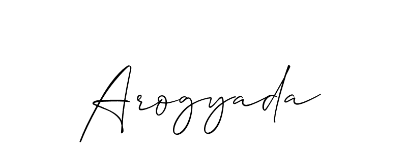 It looks lik you need a new signature style for name Arogyada. Design unique handwritten (Allison_Script) signature with our free signature maker in just a few clicks. Arogyada signature style 2 images and pictures png