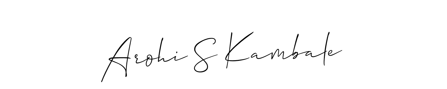 The best way (Allison_Script) to make a short signature is to pick only two or three words in your name. The name Arohi S Kambale include a total of six letters. For converting this name. Arohi S Kambale signature style 2 images and pictures png