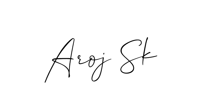 Also You can easily find your signature by using the search form. We will create Aroj Sk name handwritten signature images for you free of cost using Allison_Script sign style. Aroj Sk signature style 2 images and pictures png