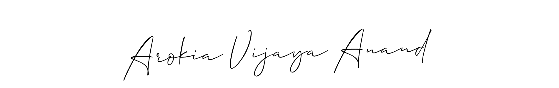 Allison_Script is a professional signature style that is perfect for those who want to add a touch of class to their signature. It is also a great choice for those who want to make their signature more unique. Get Arokia Vijaya Anand name to fancy signature for free. Arokia Vijaya Anand signature style 2 images and pictures png