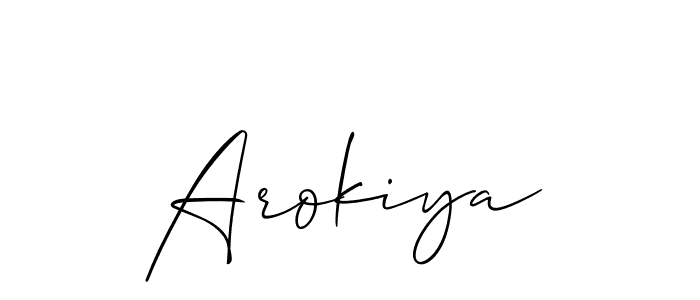 Use a signature maker to create a handwritten signature online. With this signature software, you can design (Allison_Script) your own signature for name Arokiya. Arokiya signature style 2 images and pictures png