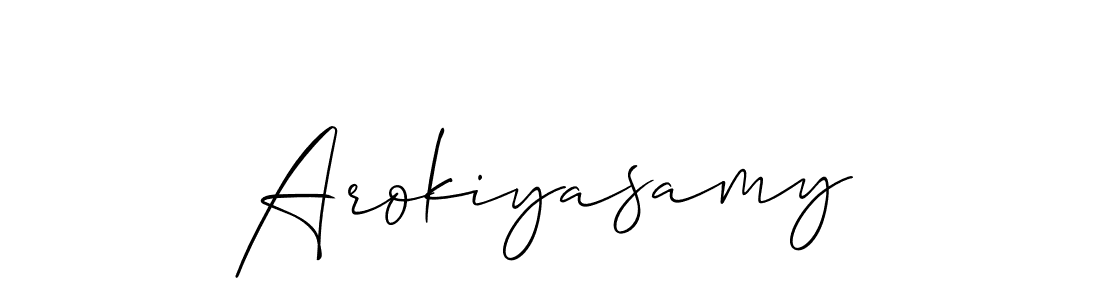 Design your own signature with our free online signature maker. With this signature software, you can create a handwritten (Allison_Script) signature for name Arokiyasamy. Arokiyasamy signature style 2 images and pictures png