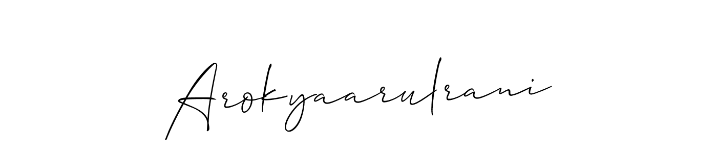 Also You can easily find your signature by using the search form. We will create Arokyaarulrani name handwritten signature images for you free of cost using Allison_Script sign style. Arokyaarulrani signature style 2 images and pictures png